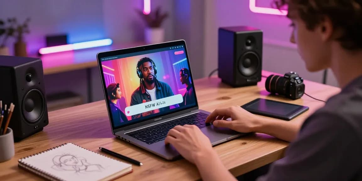 Engaging user experience with nsfw ai character interaction in a modern, vibrant setting.