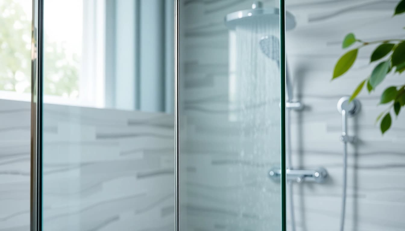 Elegant shower screens for wet rooms in a modern, luxurious bathroom setting.