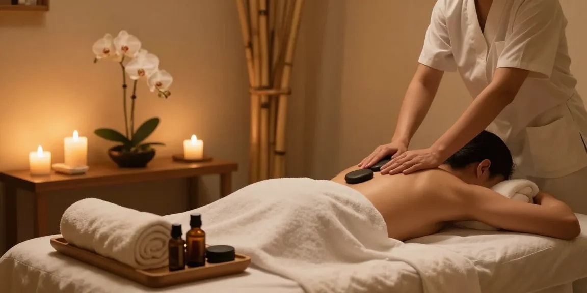 A relaxing spa treatment at alo8 offering soothing massage therapy with luxurious ambiance and premium services.