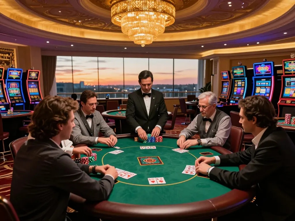 lương sơn tv poker game action in upscale casino atmosphere with stylish players