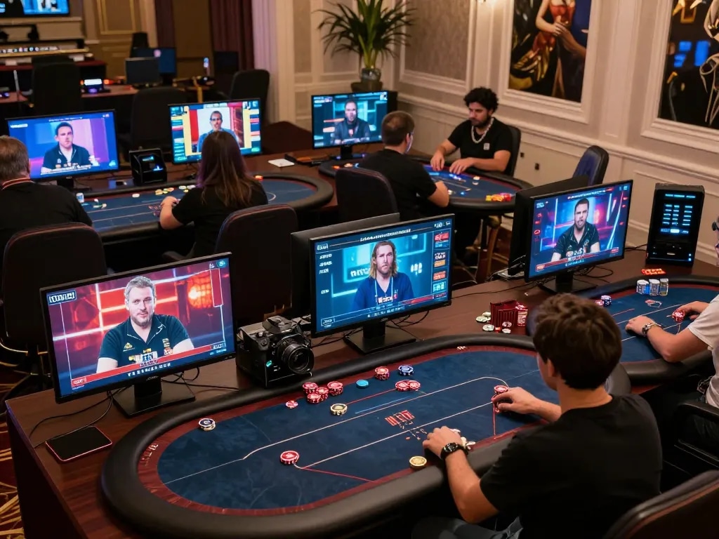 Engaging online poker game experience on multiple screens, showcasing players and strategies on 33WIN.