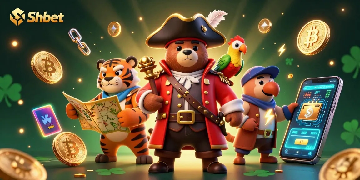 Engage in thrilling gaming with Shbet: a pirate bear and tiger in a vibrant casino adventure.