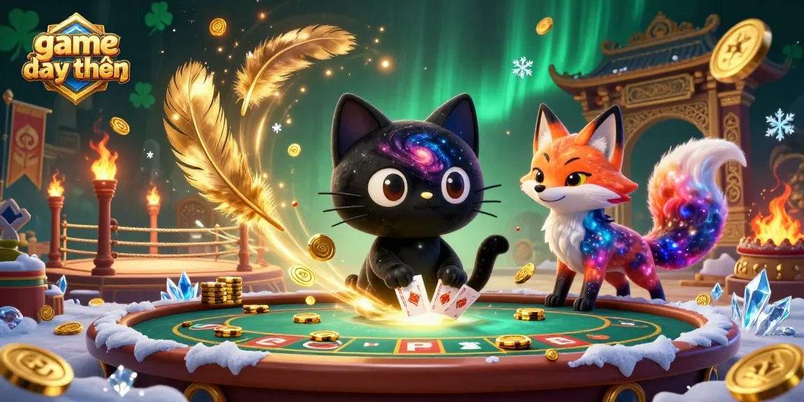Engage in game đổi thưởng with vibrant characters at a cosmic casino scene pulling in golden chips.