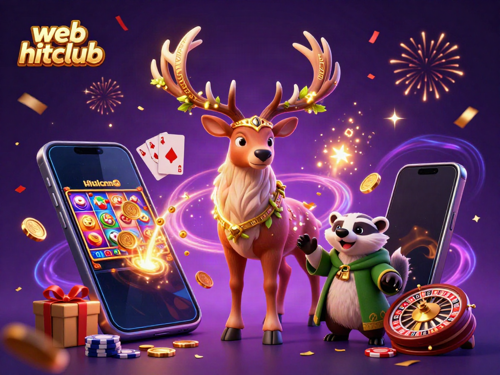 Experience the thrilling excitement of web hitclub with vibrant casino elements and animated characters.