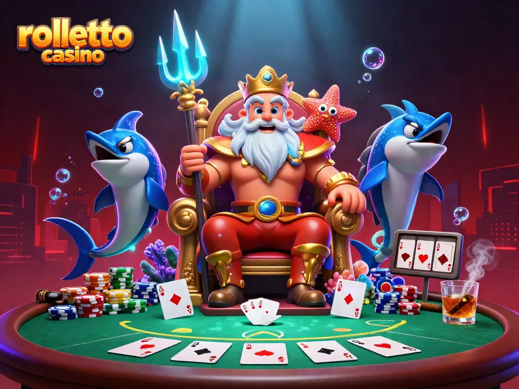 Engage with rolletto casino's vibrant poker scene featuring Neptune and exciting game elements.