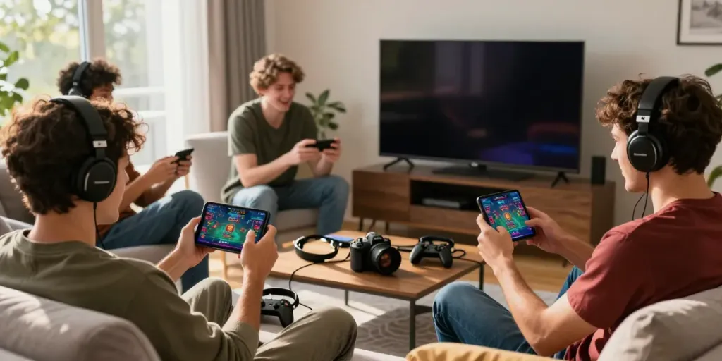 Players enjoying the GO88 app in a dynamic gaming environment, showcasing excitement and social interaction.