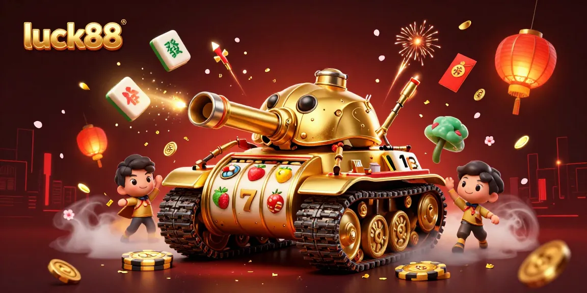 Engage with luck88 in a vibrant digital casino world filled with dynamic slot action and festive elements.