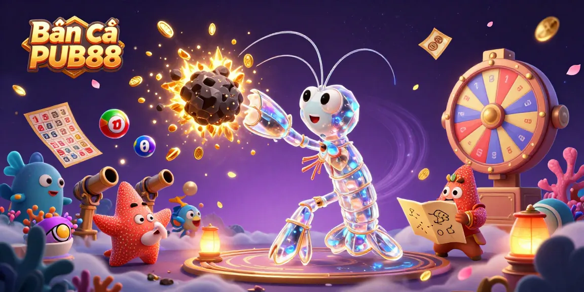 Experience the excitement of Bắn cá PUB88 with vibrant characters, game elements, and dynamic action.