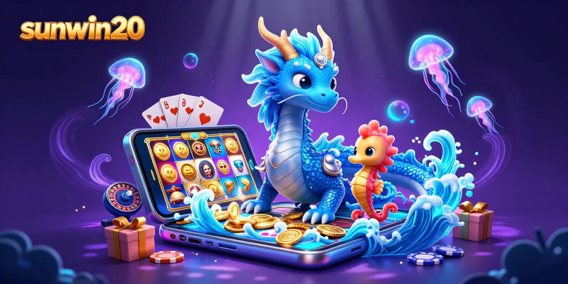Experience the thrill of gambling with sunwin20's captivating 3D illustration featuring dynamic characters and casino elements.