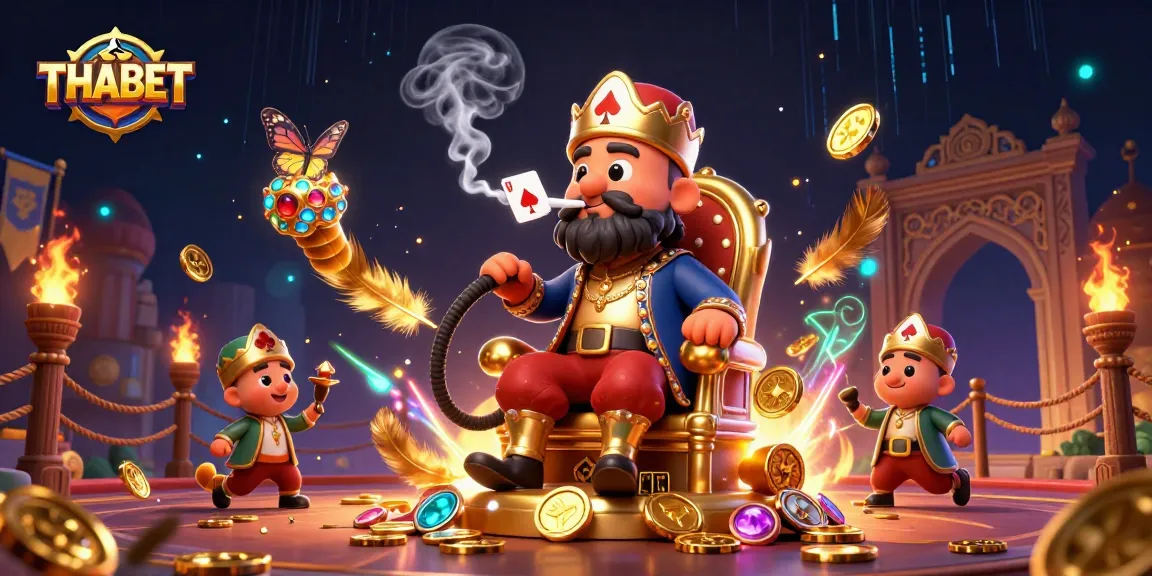 Engage with THABET's vibrant casino world through a dynamic 3D illustration featuring casino elements!