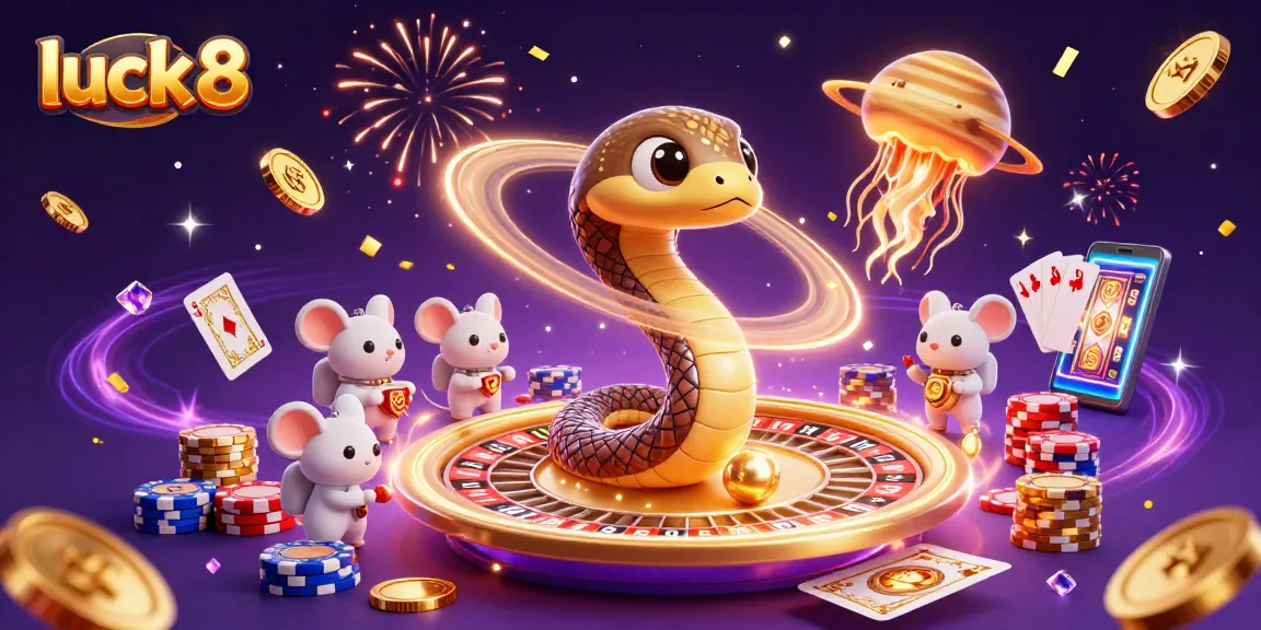 Experience luck 8 with astronaut mice betting on a cosmic roulette wheel in this vibrant digital illustration.