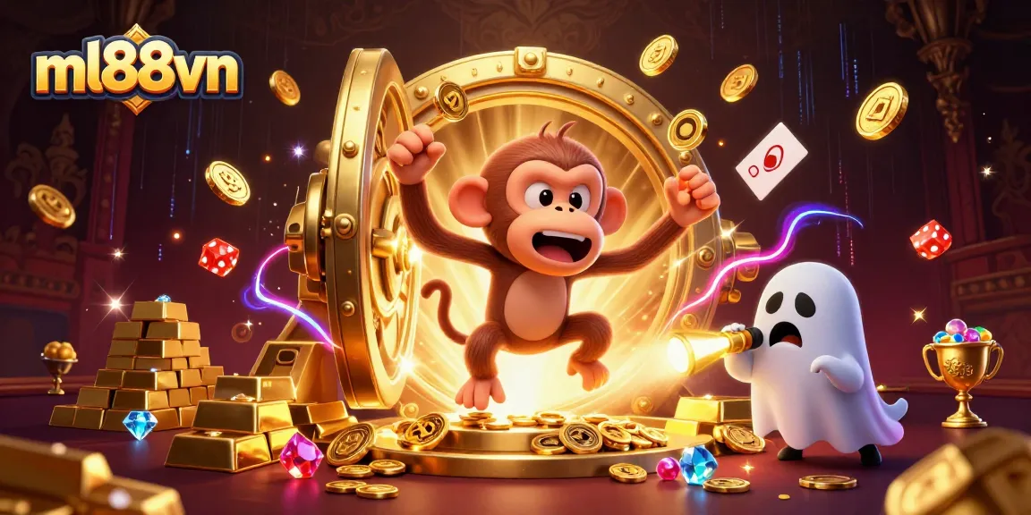 Engage in thrilling adventures at ml88vn with golden treasures and mischievous characters in a lively casino.
