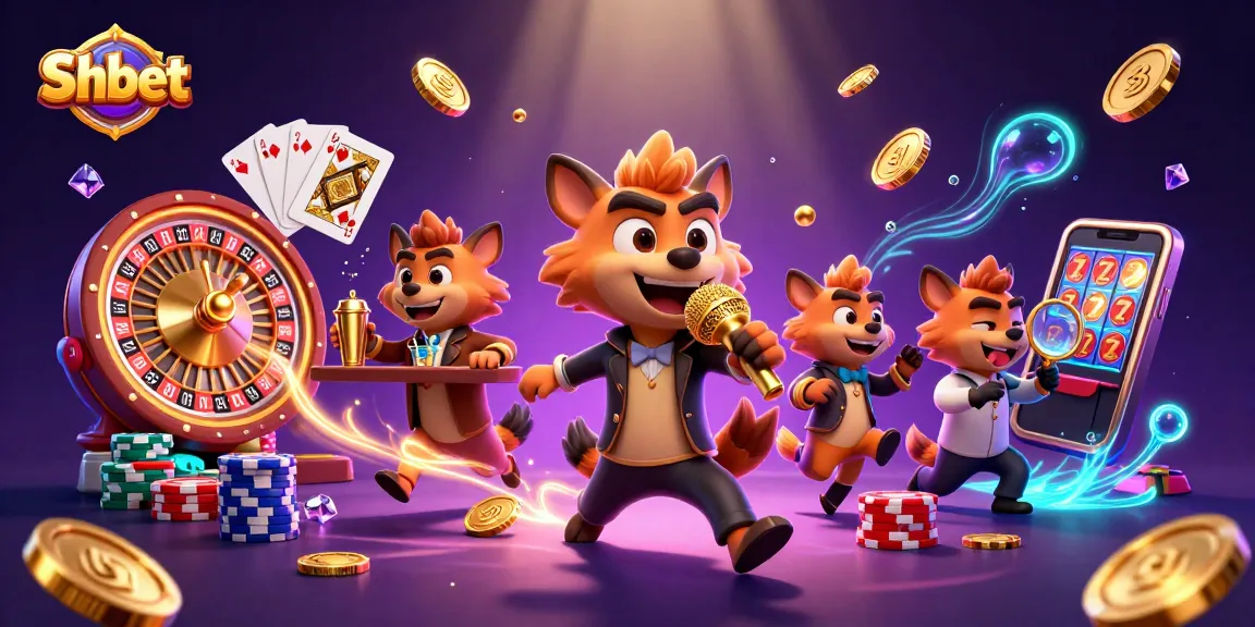 Experience Shbet's vibrant casino atmosphere with hyenas in action, comedic performance, and exciting game elements.