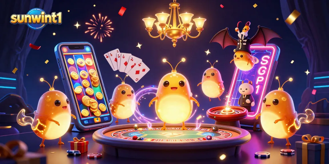 Experience winning excitement at sunwint1 with glowworms lighting up a vibrant casino scene.