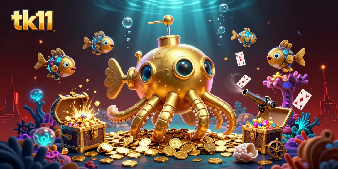 Experience thrilling gaming action at tk11 with vibrant golden kraken and dynamic treasures.