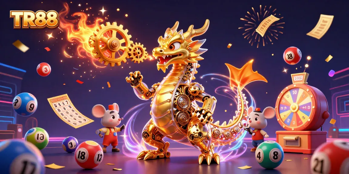Experience the thrilling excitement of TR88 with dynamic lottery elements and a magical golden dragon.